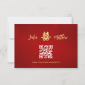 Mariage Chinois Moderne RSVP Rouge (Dos)