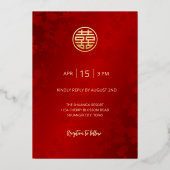 Mariage chinois Photo Gold Foil Invitation (Verso)