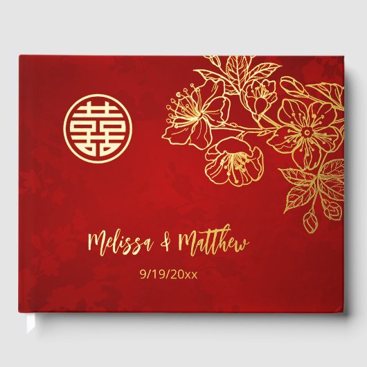 Mariage chinois rouge or floral (Recto)