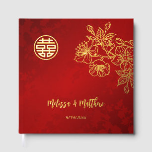 Mariage chinois rouge or floral