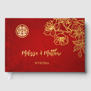 Mariage chinois rouge or floral
