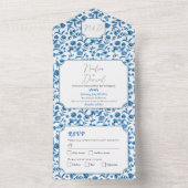 Mariage Chintz Blue & White Floral Invitation & RS (À l'intérieur)