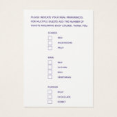 Mariage choix de repas ultraviolet art petites car (Dos)