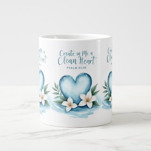 Mariage chrétien Psaume 51 Aquarelle Coeur Mug (Devant)