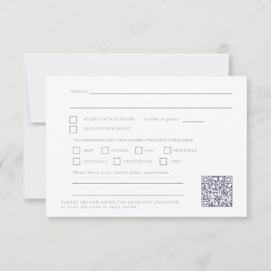 Mariage chrysanthemum mariage blanc RSVP QR code (Dos)