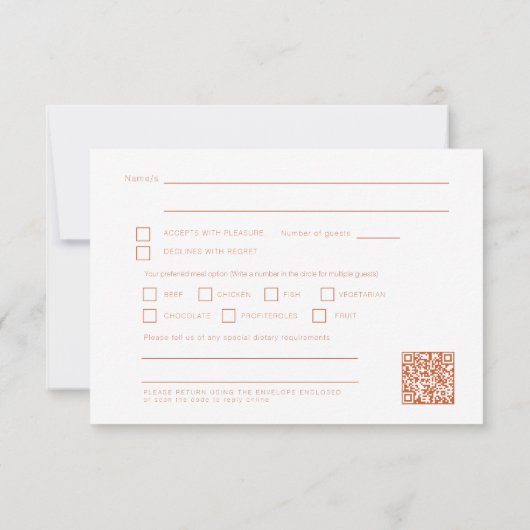 Mariage chrysanthemum orange mariage RSVP QR code (Dos)