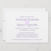 Mariage chrysanthemum violet invitation de mariage (Dos)