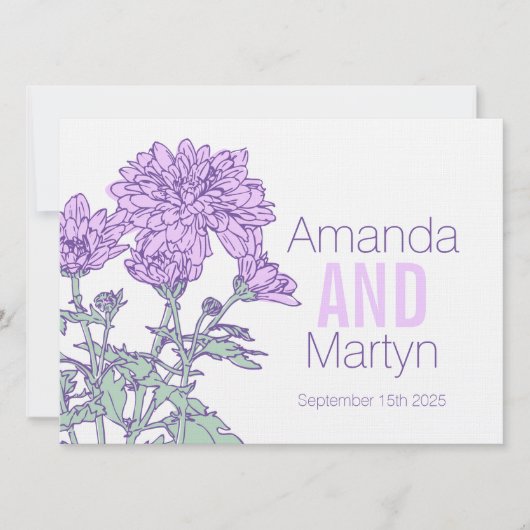 Mariage chrysanthemum violet invitation de mariage (Devant)