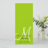 Mariage Church Programme Monogramme Pomme Vert Bla (Debout devant)
