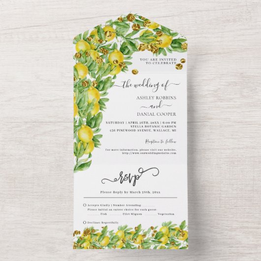 Mariage citron tout en une invitation (À l'intérieur)