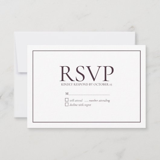 Mariage classique à la prune formelle RSVP (Devant)
