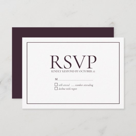 Mariage classique à la prune formelle RSVP (Devant / Derrière)