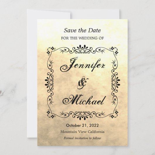 Mariage Classique à l'Ancienne Sepia Save the Date (Devant)