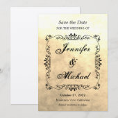 Mariage Classique à l'Ancienne Sepia Save the Date (Devant / Derrière)