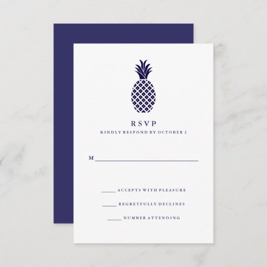 Mariage classique d'ananas de la marine RSVP (Devant / Derrière)