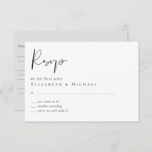 Mariage classique de budget Scipt RSVP (Devant / Derrière)