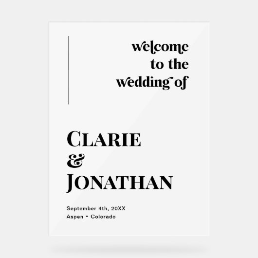 Mariage classique Disco Noir et Blanc Accueil (Recto)