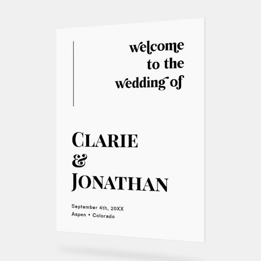 Mariage classique Disco Noir et Blanc Accueil (Angle)