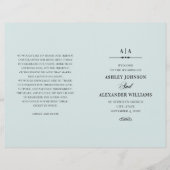 Mariage classique élégant. Programme bleu plié (Devant)