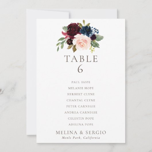 Mariage classique élégant Tableau 6 Carte graphiqu (Devant)
