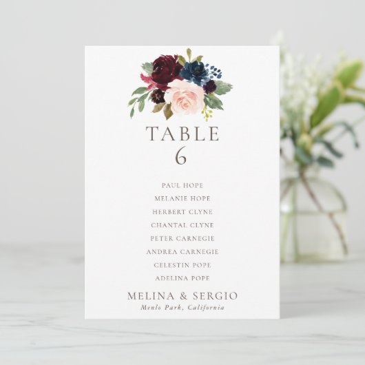 Mariage classique élégant Tableau 6 Carte graphiqu (Debout devant)