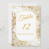 Mariage classique en fleur dorée Numéro de table (Dos)