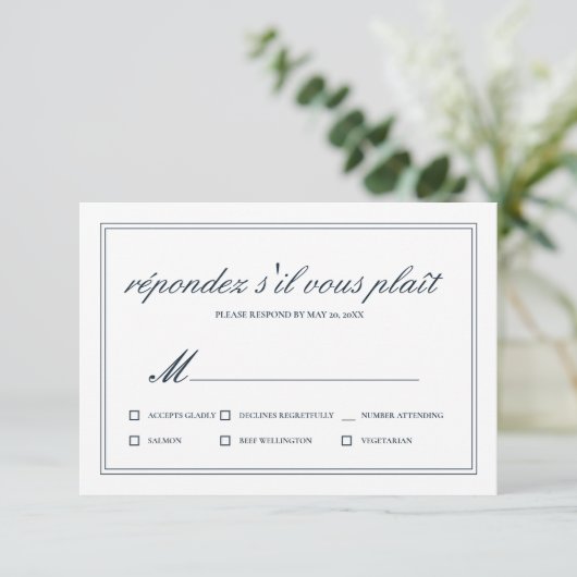 Mariage classique et simple élégant RSVP (Debout devant)
