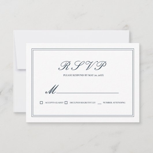 Mariage classique et simple élégant RSVP (Devant)