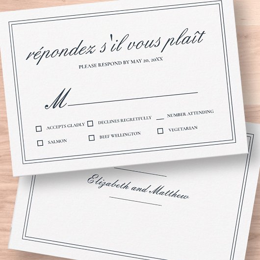 Mariage classique et simple élégant RSVP