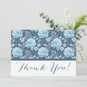 Mariage classique Marine bleu Floral Carte de reme (Debout devant)