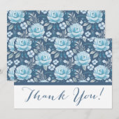 Mariage classique Marine bleu Floral Carte de reme (Devant / Derrière)