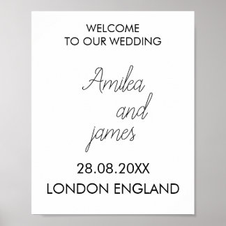 Mariage classique Modèle Affiche de bienvenue, élé