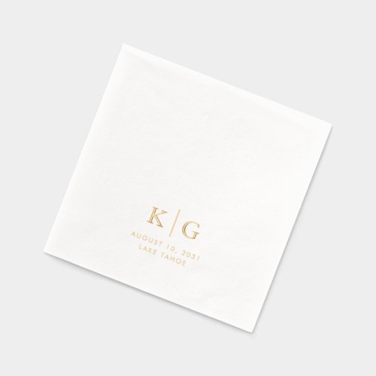 Mariage classique Monogramme Date Lieu Gold (Gauche)