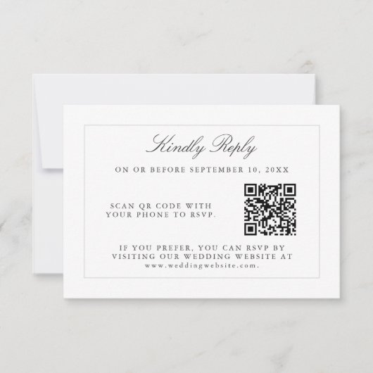 Mariage classique simple élégance RSVP avec code Q (Devant)