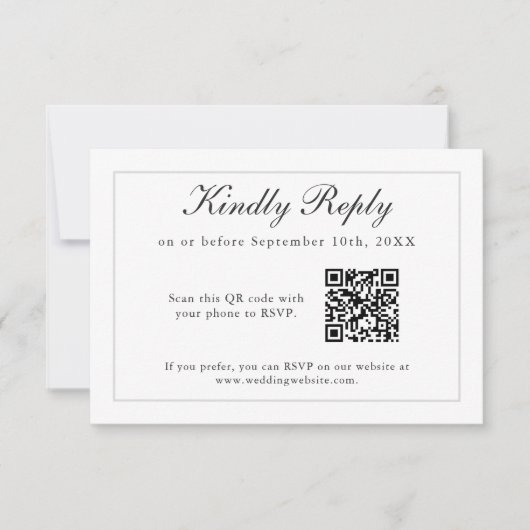 Mariage classique simple élégance RSVP avec code Q (Devant)