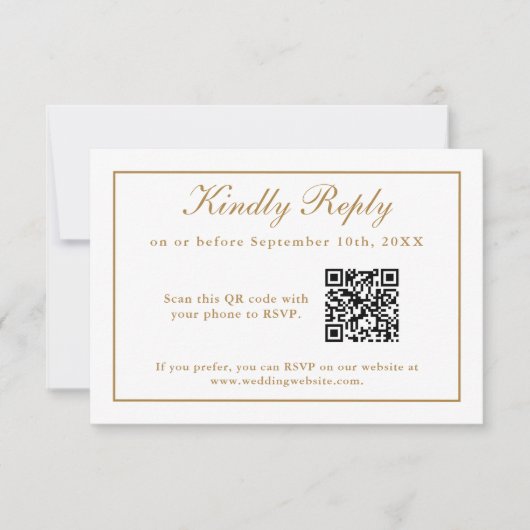 Mariage classique simple élégance RSVP avec code Q (Devant)