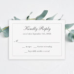 Mariage classique simple élégant RSVP<br><div class="desc">Simple et élégant, cette carte classique de mariage RSVP a une fine bordure argentée sur un arrière - plan blanc clair. Personnalisez la date RSVP avec la date de réponse requise. Vous pouvez également modifier la couleur arrière - plan en fonction de la couleur de votre choix. Si vous décidez...</div>