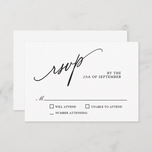Mariage classique simple et moderne RSVP (Devant / Derrière)