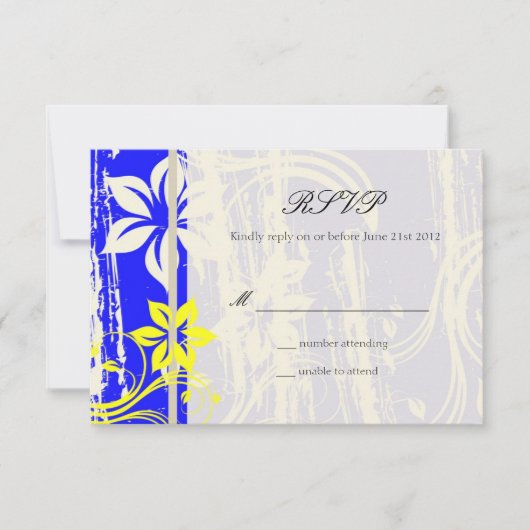 Mariage Cobalt Blue et Jaune Swirl RSVP (Devant)