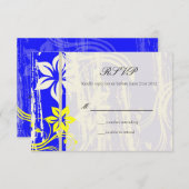 Mariage Cobalt Blue et Jaune Swirl RSVP (Devant / Derrière)