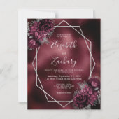 Mariage Code QR Floral Argenté Feuille de Bourgogn (Devant)