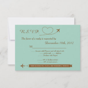 Mariage Coeur d'avion bleu 3.5x5 R.S.V.P. Réponse