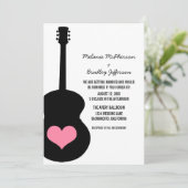 Mariage Coeur de guitare rose/noir Invitation (Debout devant)