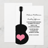 Mariage Coeur de guitare rose/noir Invitation (Devant / Derrière)