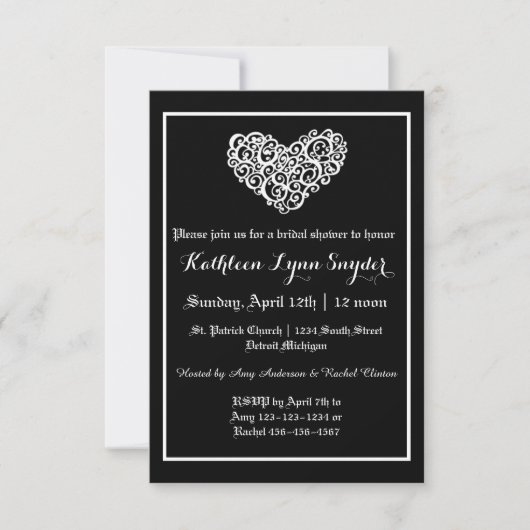 Mariage Cœur Tourbillonnant - Invitation de Fiança (Devant)