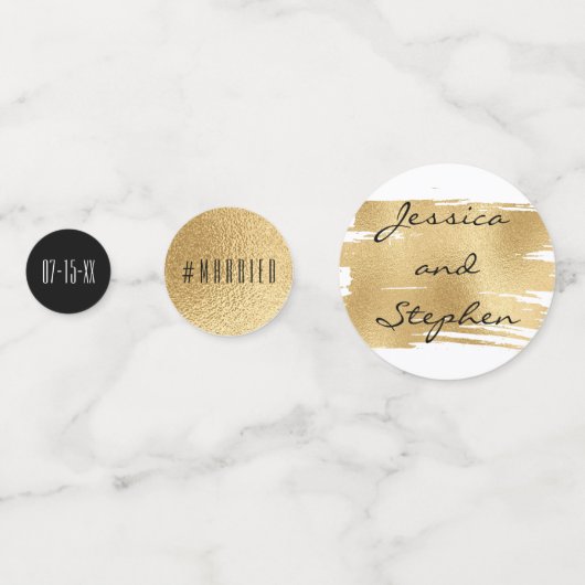 Mariage Confetti Elegant Or et Noir (Devant)