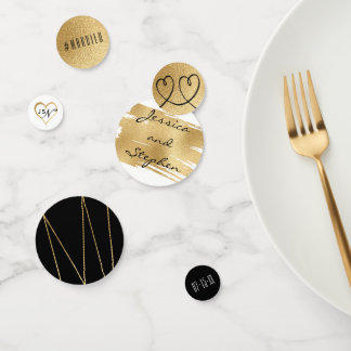 Mariage Confetti Elegant Or et Noir