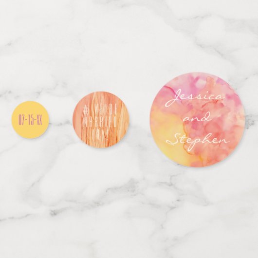 Mariage Confetti Fleurs fraîches Magentas Jaunes (Devant)