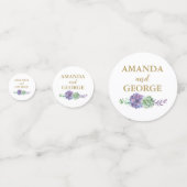 mariage confetti personnalisé or et violet (Devant)