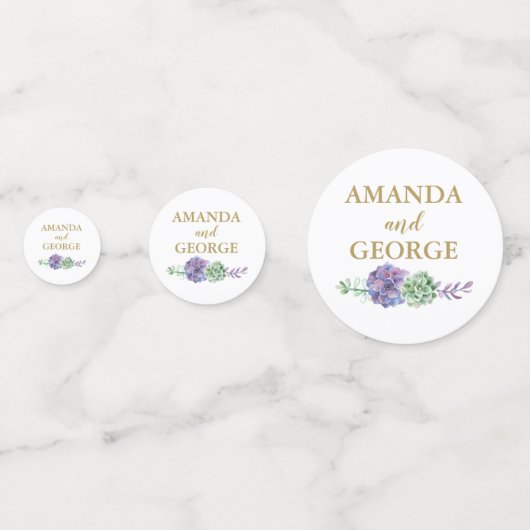 mariage confetti personnalisé or et violet (Devant)